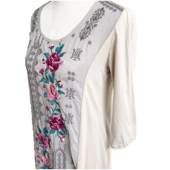 Johnny Was Mishka Rose Floral Embroidered Tunic Top Pink Size Small - Picture 3 of 11